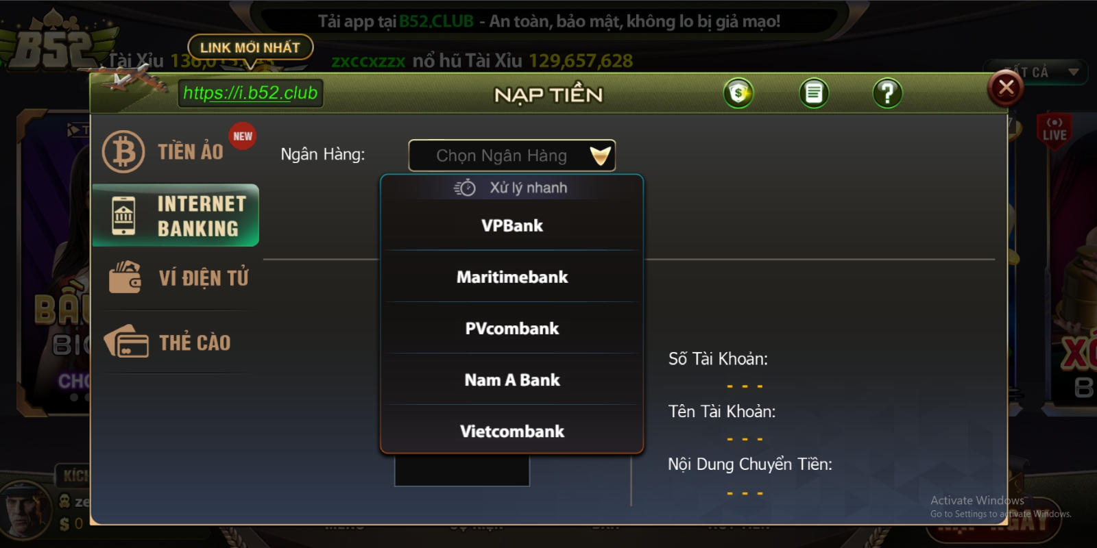Tiền sẽ được cộng vào tài khoản trong khoảng 5-10 phút