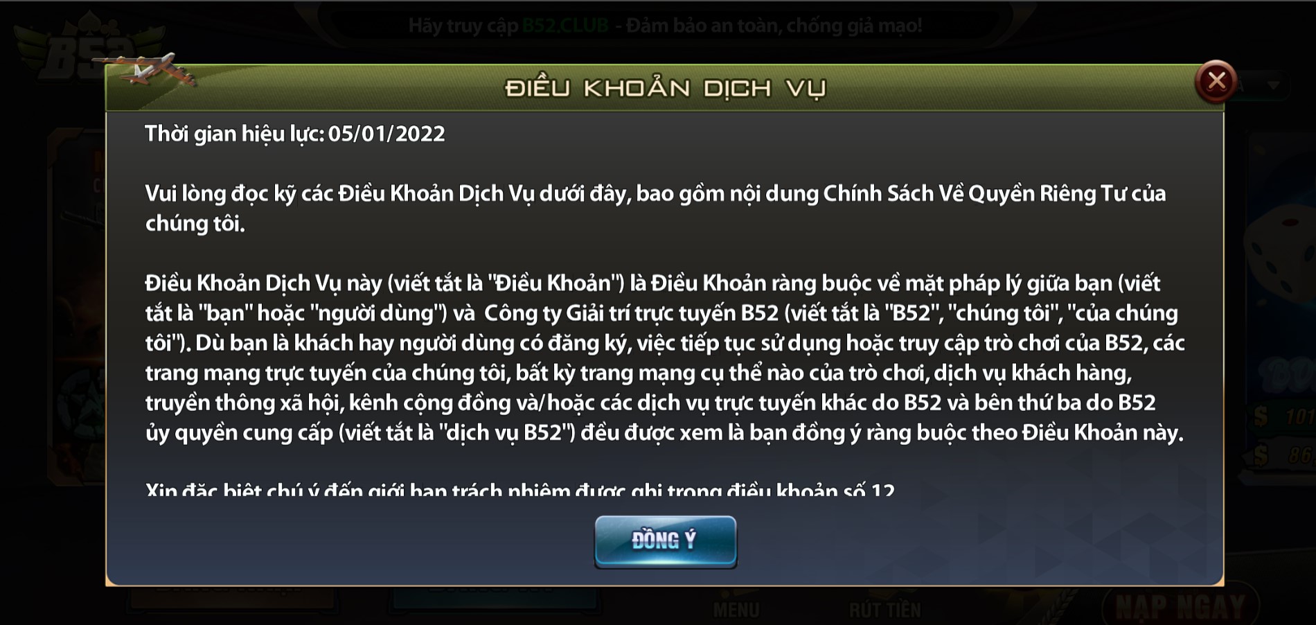 Hướng Dẫn Đăng Ký B52 Club Nhanh Chỉ Trong 3 Giây 3 Hãy đọc đầy đủ Điều khoản dịch vụ trước khi tích đồng ý và xác nhận đăng ký B52 Club
