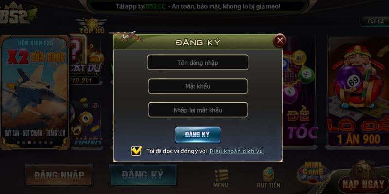 Đăng ký tài khoản B52 Club dễ dàng