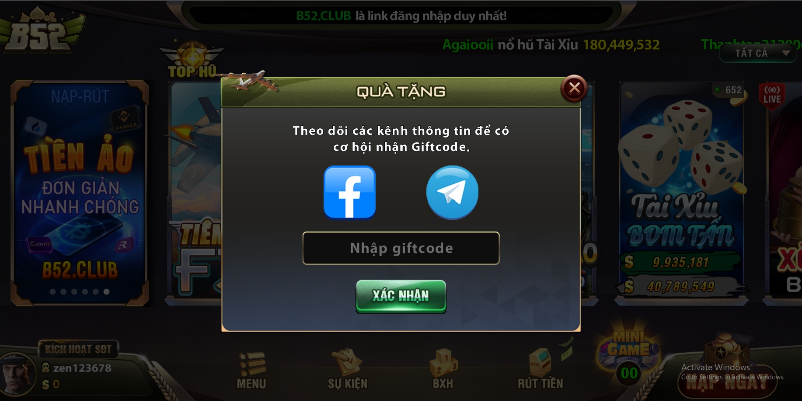 Giftcode B52 Club – Nhận khuyến mãi hấp dẫn tháng 8/2025 1 Mã Giftcode B52 Club có thể tìm thấy từ Telegram và Fanpage B52Club
