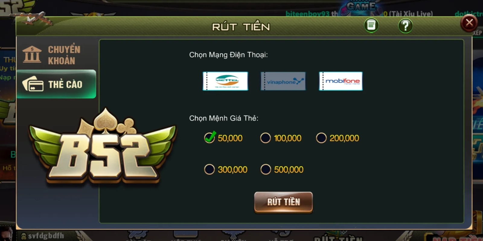 Hướng dẫn cách rút tiền B52 Club sau khi đã thắng cược 1 Cổng game B52 Club hiện cung cấp 3 hình thức rút tiền chính