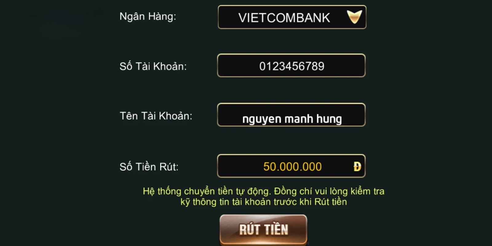 Hướng dẫn cách rút tiền B52 Club sau khi đã thắng cược 3 Việc sử dụng hình thức rút tiền bằng Internet Banking được ưa chuộng vì tốc độ xử lý cũng như không mất phí giao dịch