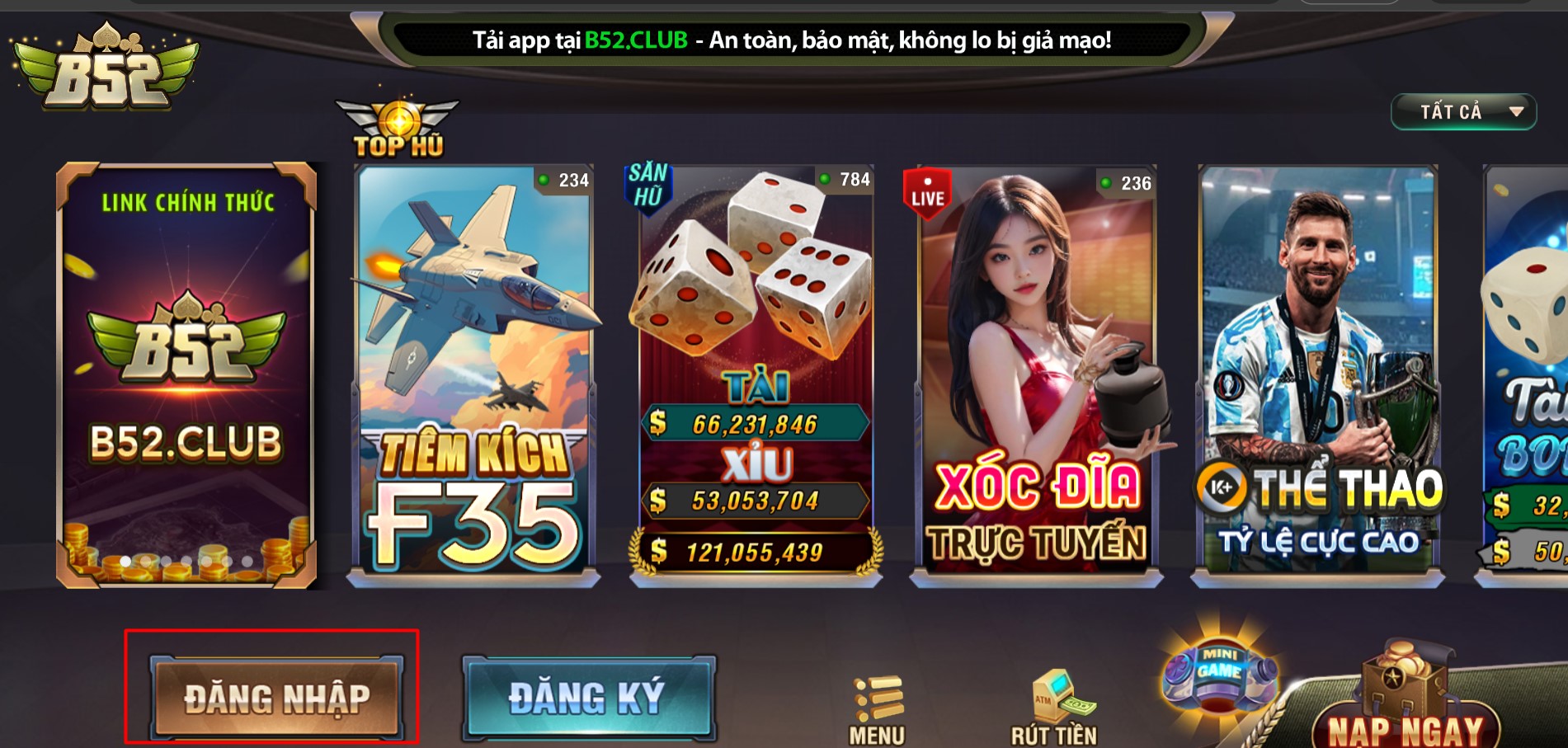 Các Bước Đăng Nhập B52 Club An Toàn Năm 2025 3 Người chơi cần click chọn nút "Đăng nhập" để điền form thông tin tài khoản B52 Club