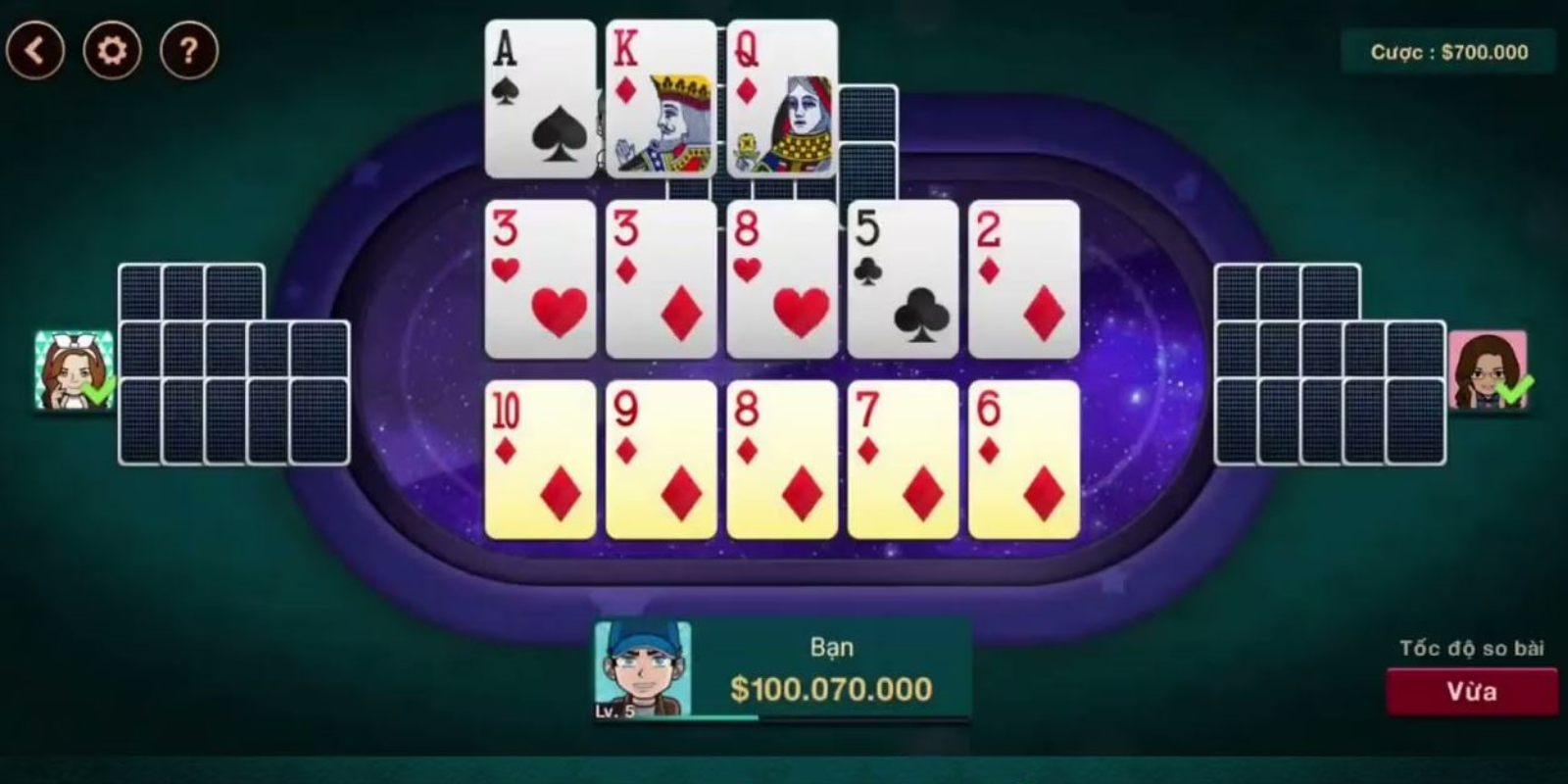 Đến với game Mậu Binh B52 bạn sẽ cùng chơi với các người chơi khác với mô phỏng game theo hình thức 3D