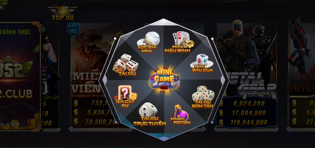 Sảnh Mini B52 Club có tổng cộng 8 tựa game cho bạn lựa chọn